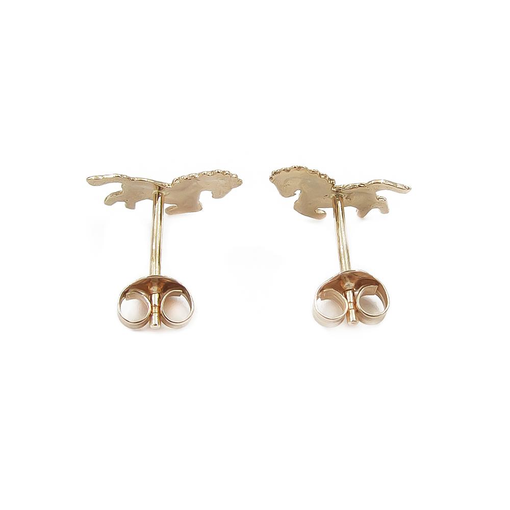 Kultaiset tappikorvakorut hevonen #2