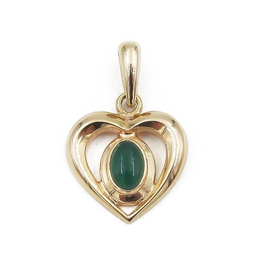 Kultainen sydänriipus vihreällä kivellä #0