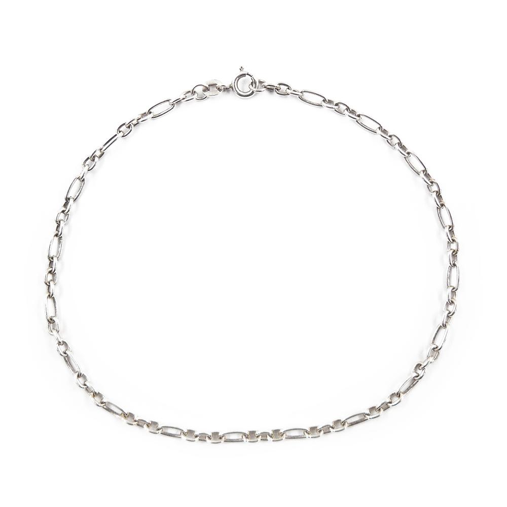 Hopeinen nilkkaketju 25 cm Figarolenkkiketju #0