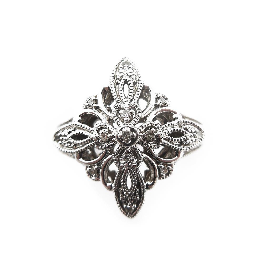 Hopeinen sormus timanteilla 0,15ct, 18,5 mm #2