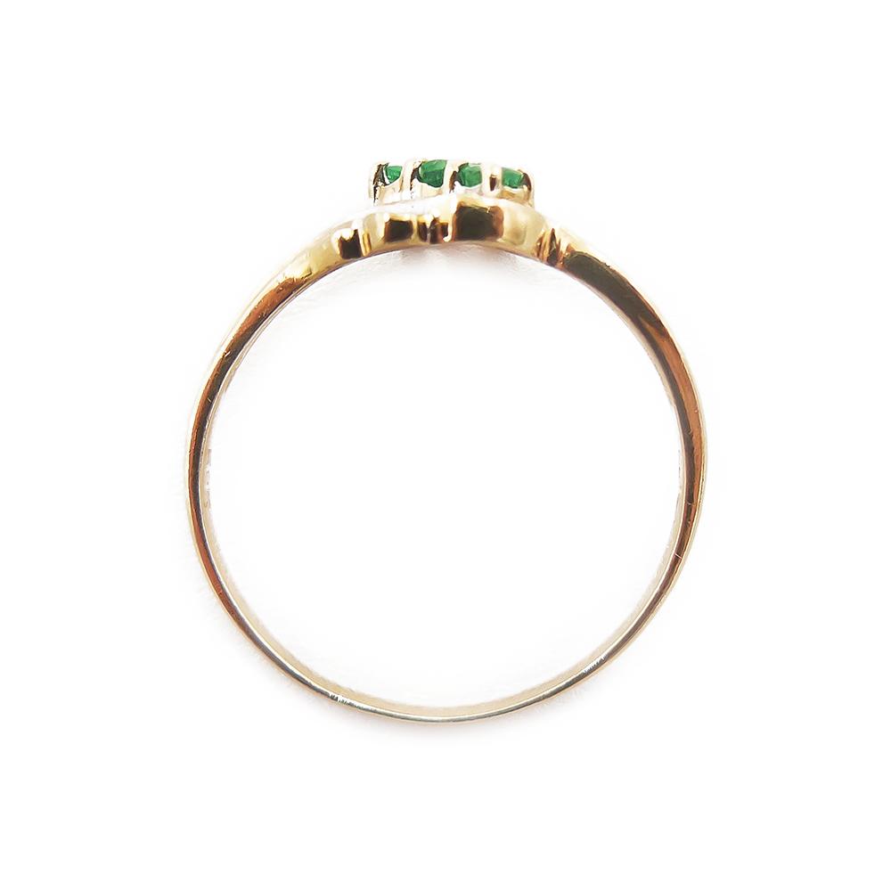 Kultainen sormus,18,5 mm, vihreät kivet+timantit 0,005ct #2