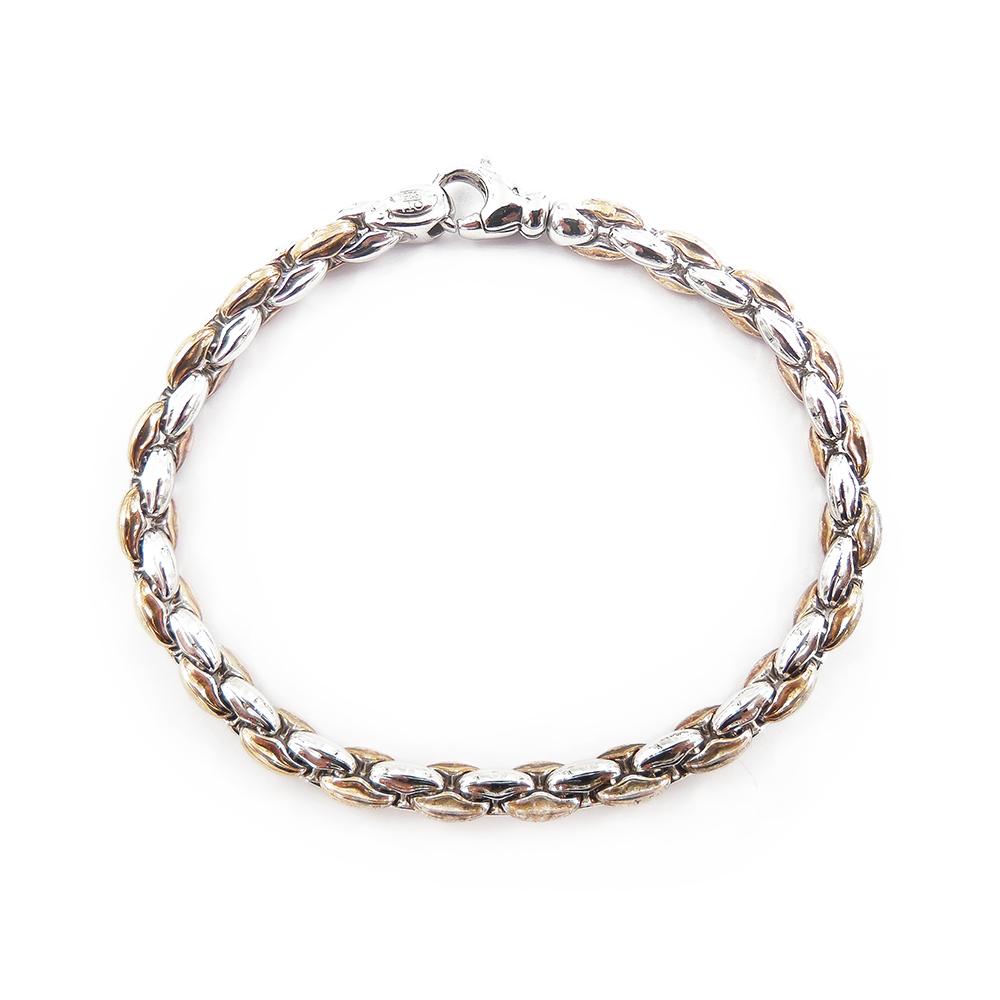 Hopeinen ranneketju,19 cm, kaksivärinen hopea/kullattu hopea #0