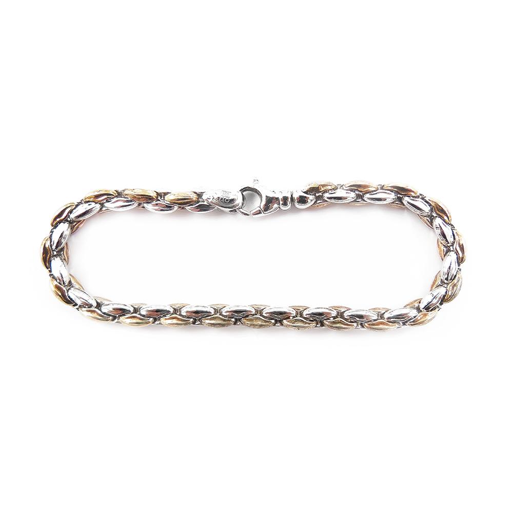 Hopeinen ranneketju,19 cm, kaksivärinen hopea/kullattu hopea #1