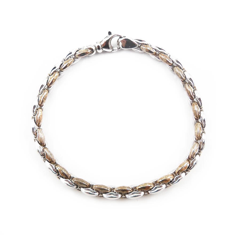 Hopeinen ranneketju,19 cm, kaksivärinen hopea/kullattu hopea #2