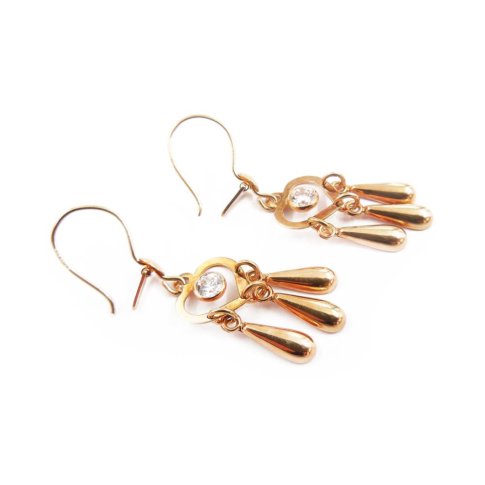 Kultaiset korvakorut,sydän+kyyneleet ja kirkkaat kivet #1