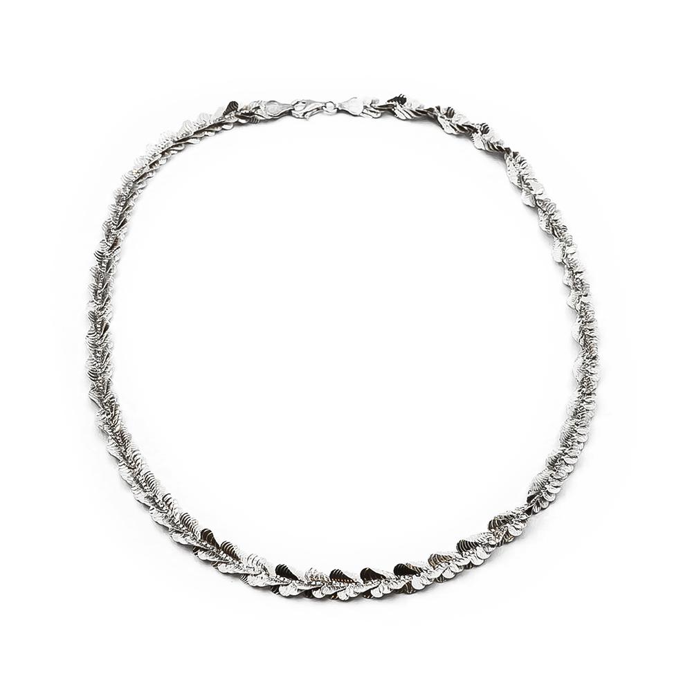 Hopeinen pitsimäinen kaulaketju 45cm #0