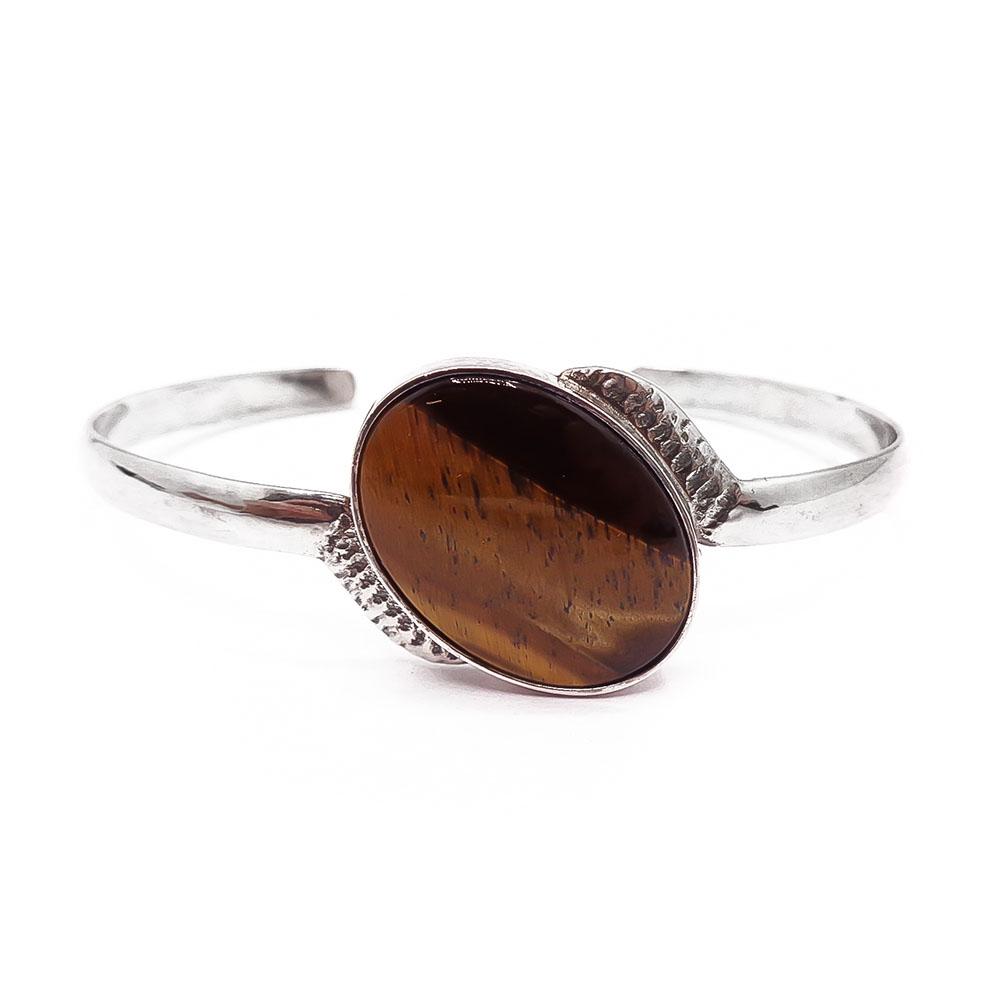 Hopeinen avo-rannerengas tiikerinsilmä #1