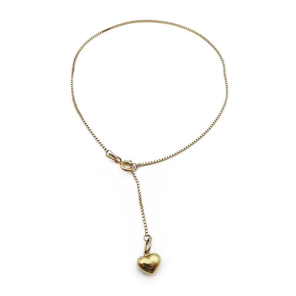 Kultainen nilkkaketju sydämmellä 22,5cm #0