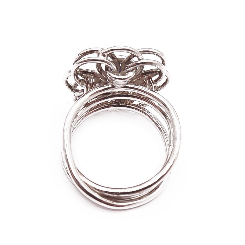 Hopeinen sormus sininen helmi 17mm #2