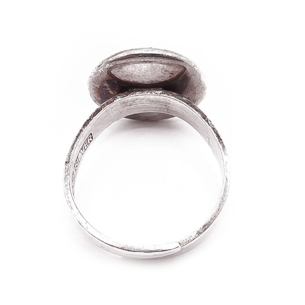 Hopeinen tiikerinsilmä sormus 17mm/säätö #2