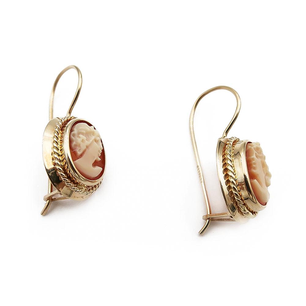 Kultaiset Camee koukkukorvakorut #1