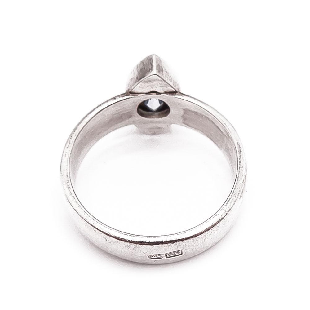 Hopeinen sormus sininen kivi 18mm #2