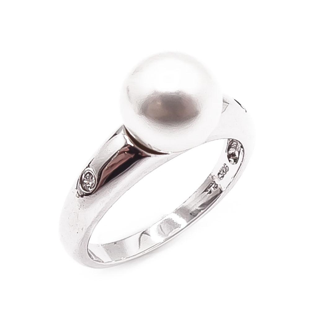 Hopeinen helmisormus cz 17mm #0