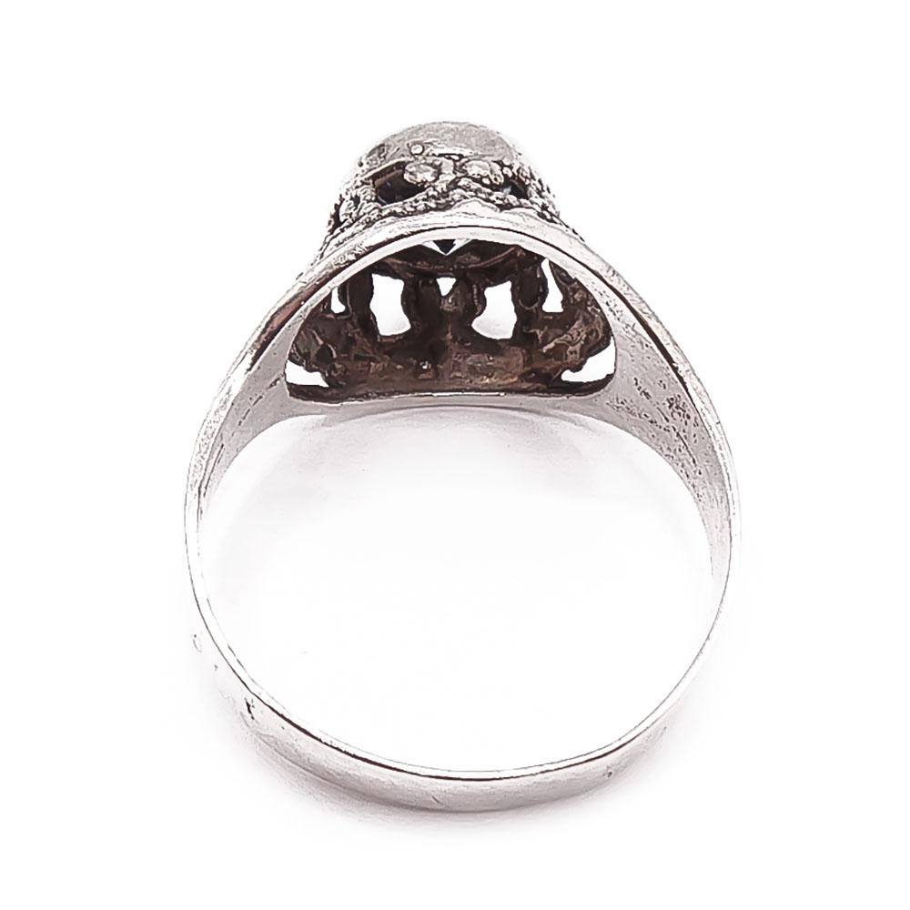 Hopeinen sormus sinisellä kivellä 19mm #2