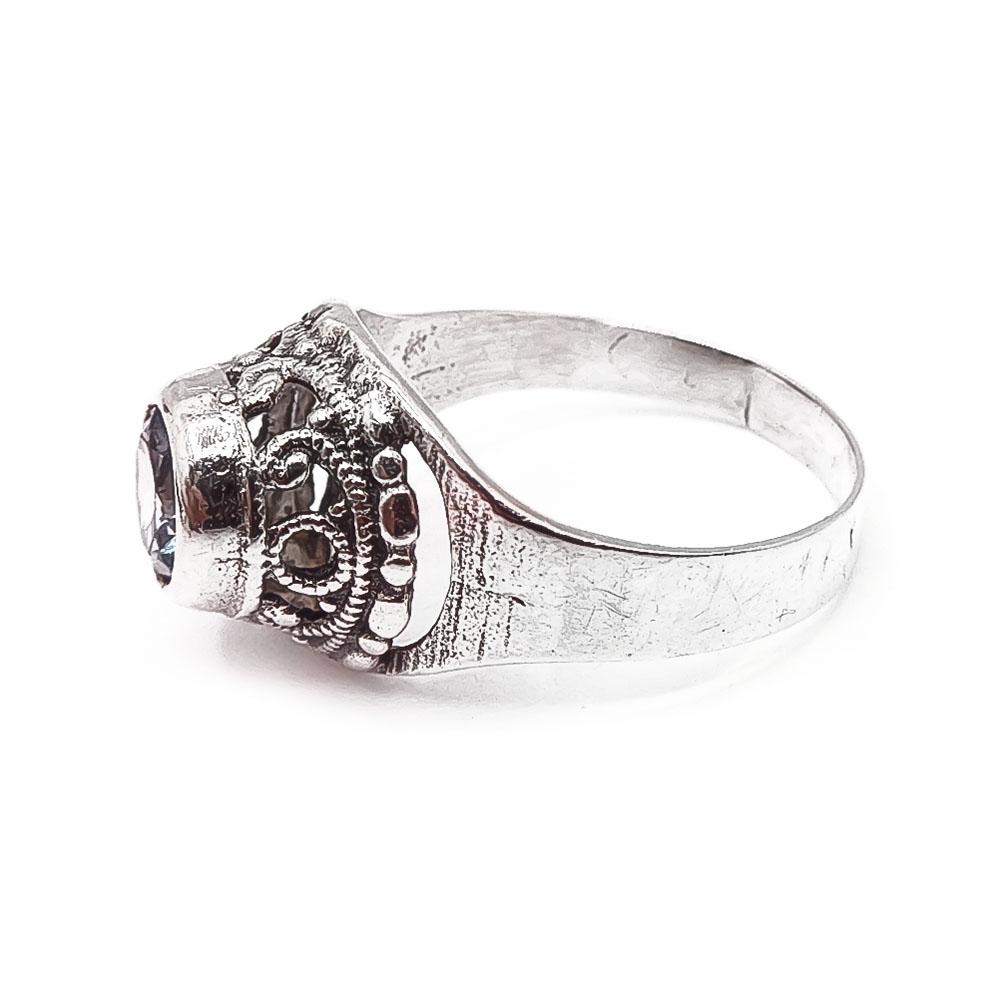 Hopeinen sormus sinisellä kivellä 19mm #3