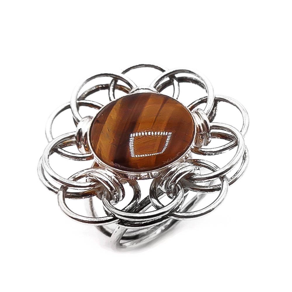 Hopeinen sormus tiikerinsilmä 17mm #0