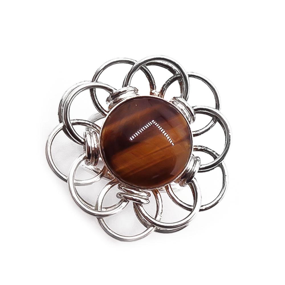 Hopeinen sormus tiikerinsilmä 17mm #1