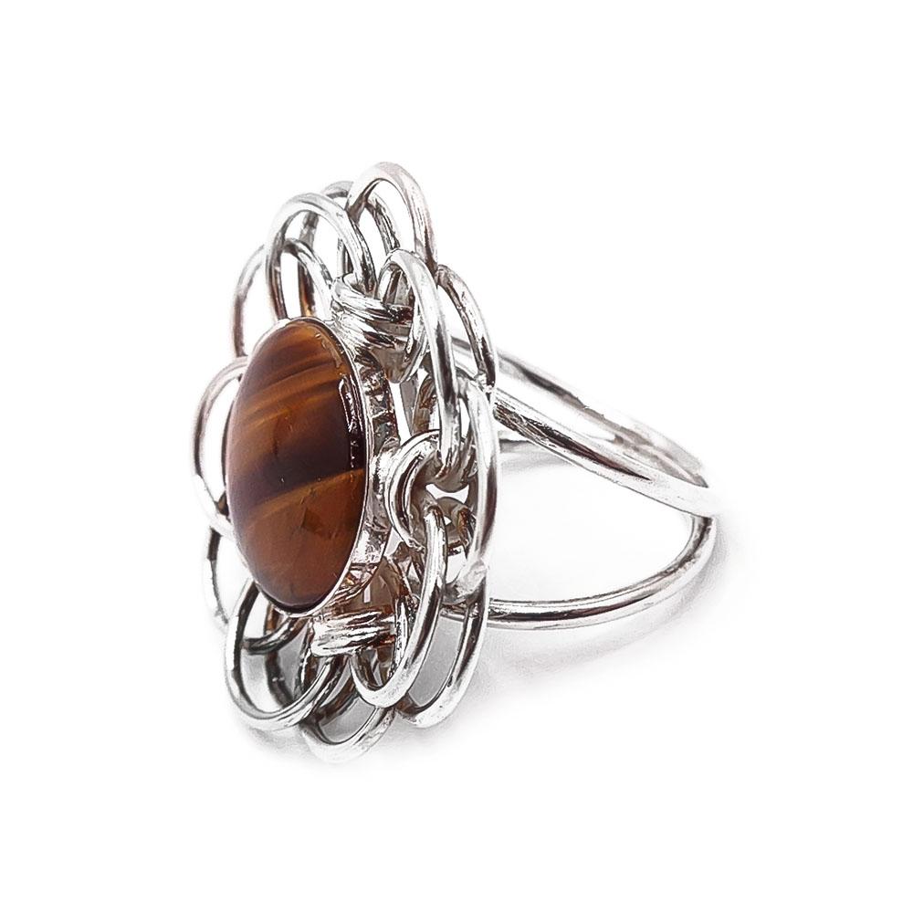 Hopeinen sormus tiikerinsilmä 17mm #3