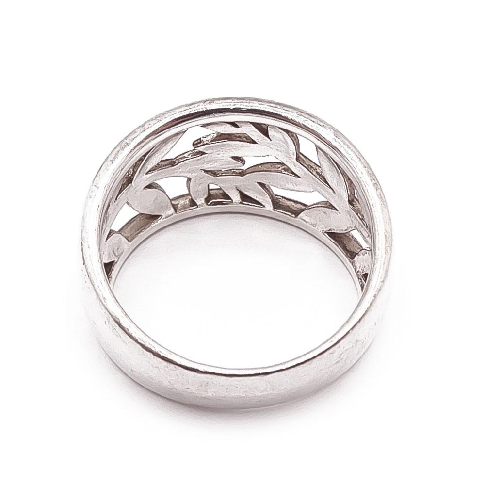 Hopeinen lehtisormus 18mm #2