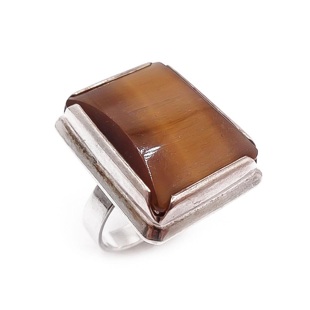 Hopeinen sormus tiikerinsilmä 17mm #0