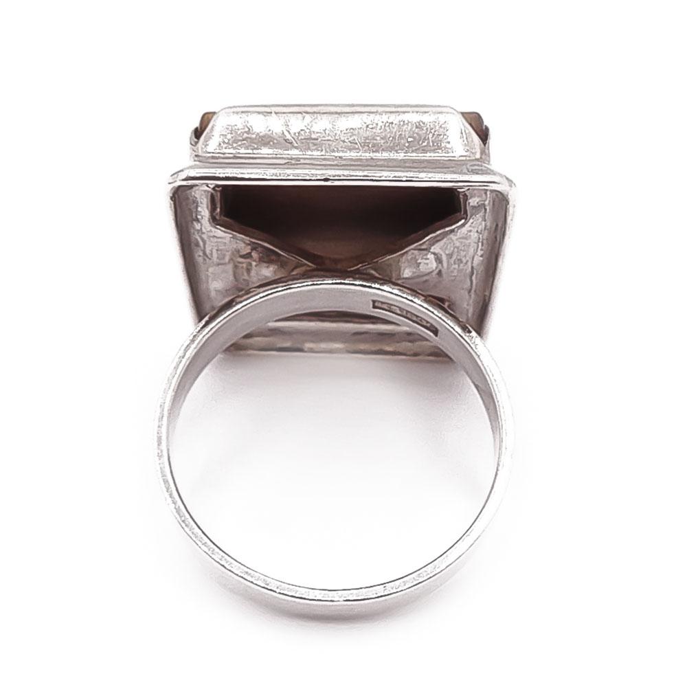 Hopeinen sormus tiikerinsilmä 17mm #2