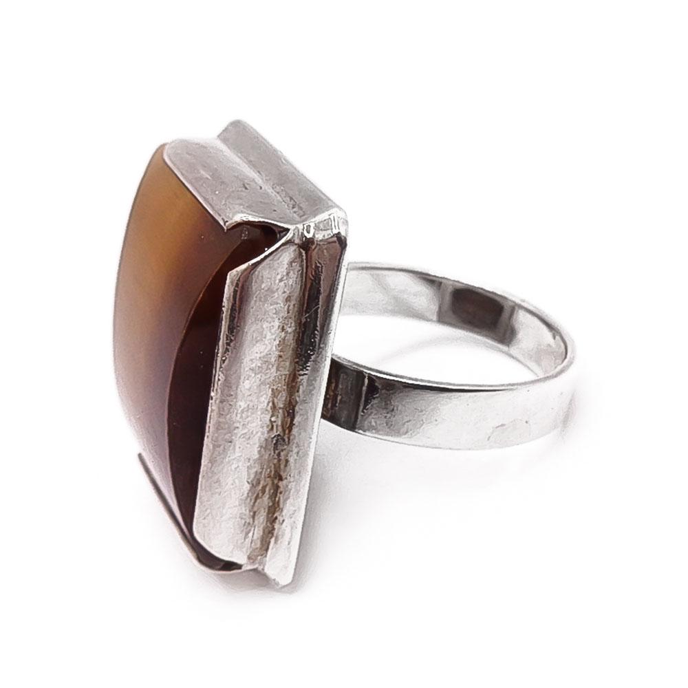 Hopeinen sormus tiikerinsilmä 17mm #3