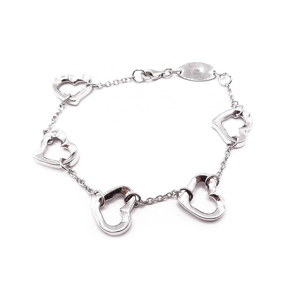 Hopeinen sydänranneketju 17cm #0