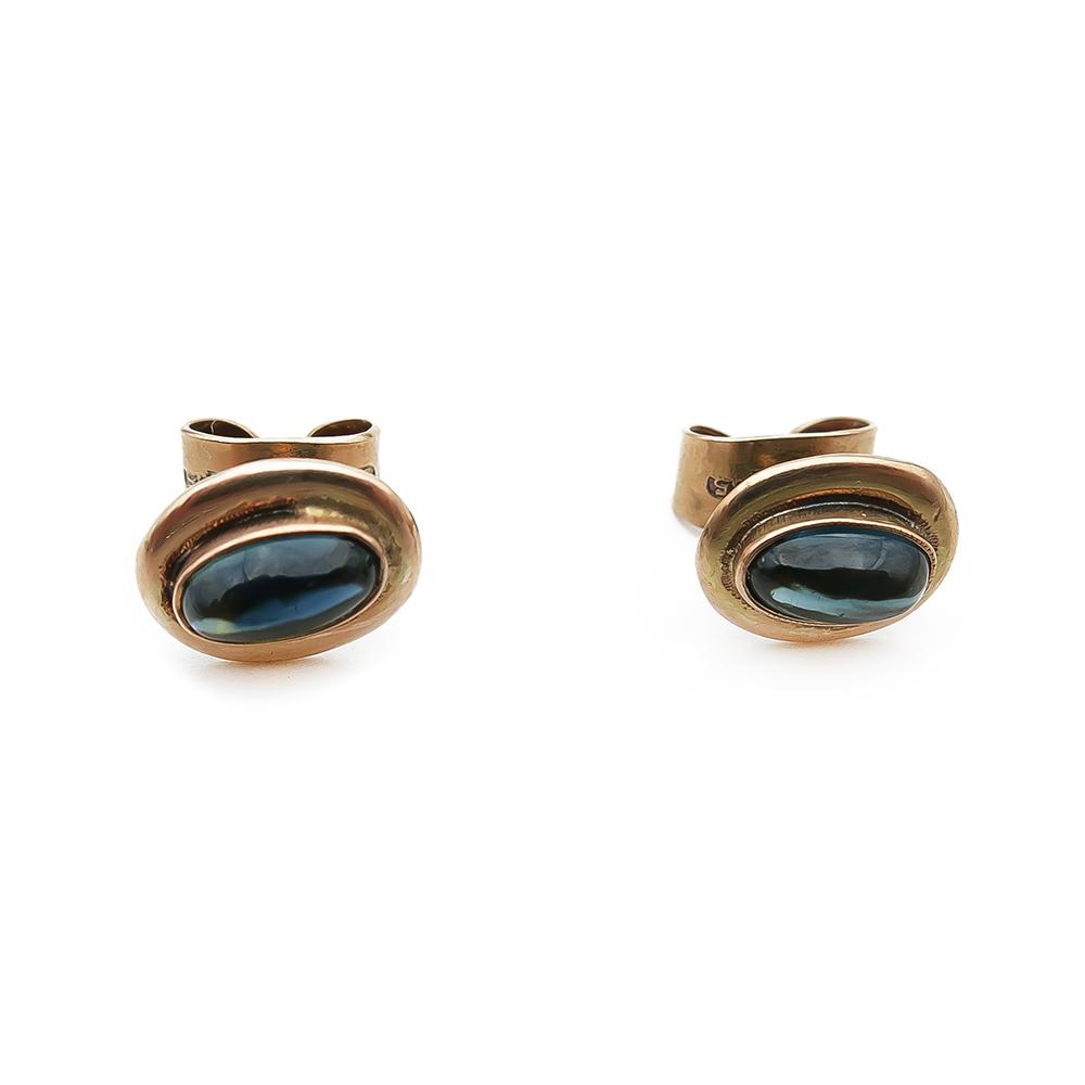 Kultaiset sinikiviset korvakorut ruuvitapilla #1