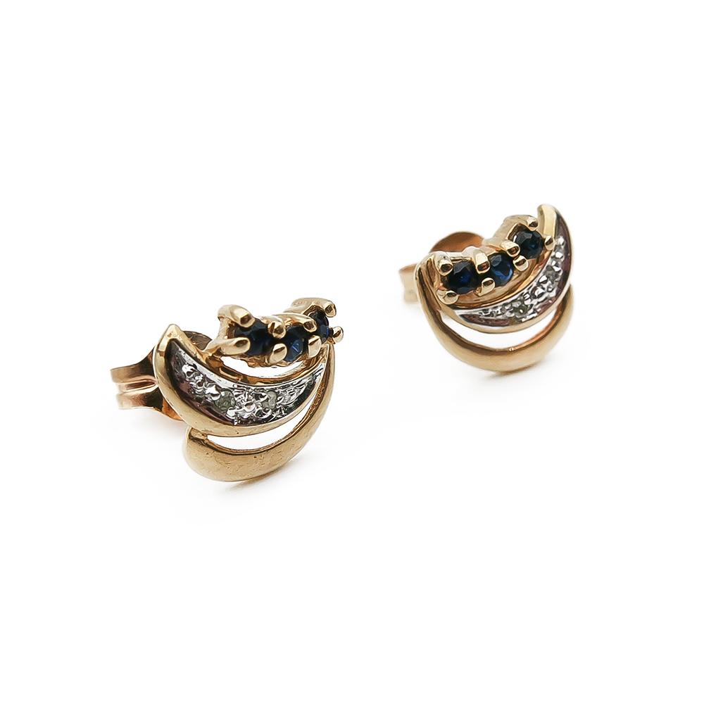 Tim. 0,02ct ja sinisafiiri korvakorut tapilla #0