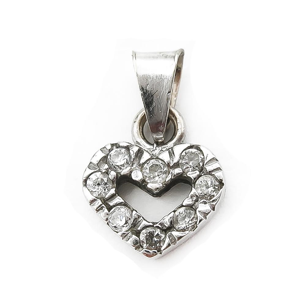 Valkokultainen siro sydänriipus kirkkain kivin #0