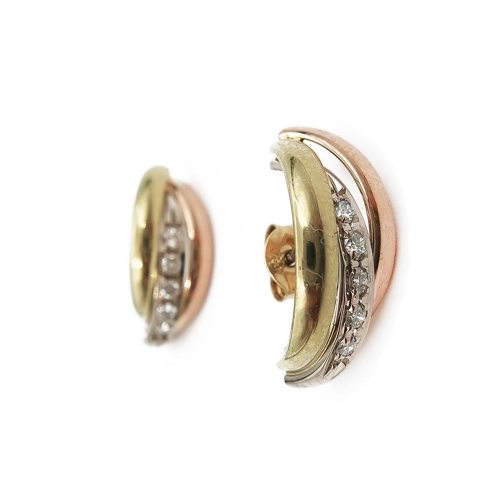 18K Keltakulta / punakulta timanttikorvakorut 0,10ct #0