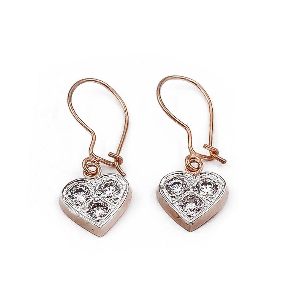 Kultaiset kirkaskiviset sydänkorvakorut koukku RO #0