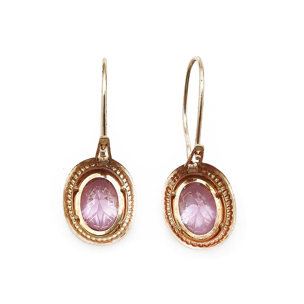 Koukkukorvakorut vaaleanpunaisin kivin #1