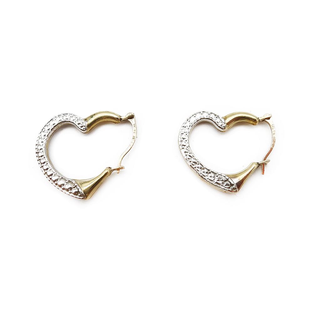Valkokulta / keltakulta sydänkorvakorut #0