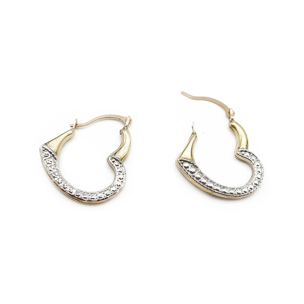 Valkokulta / keltakulta sydänkorvakorut #1