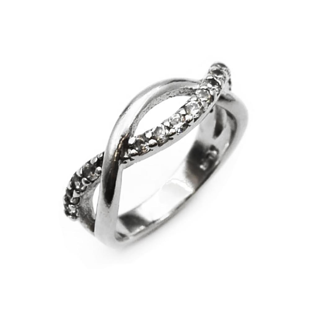 Hopeinen zirkonia sormus koko 15,5 #0