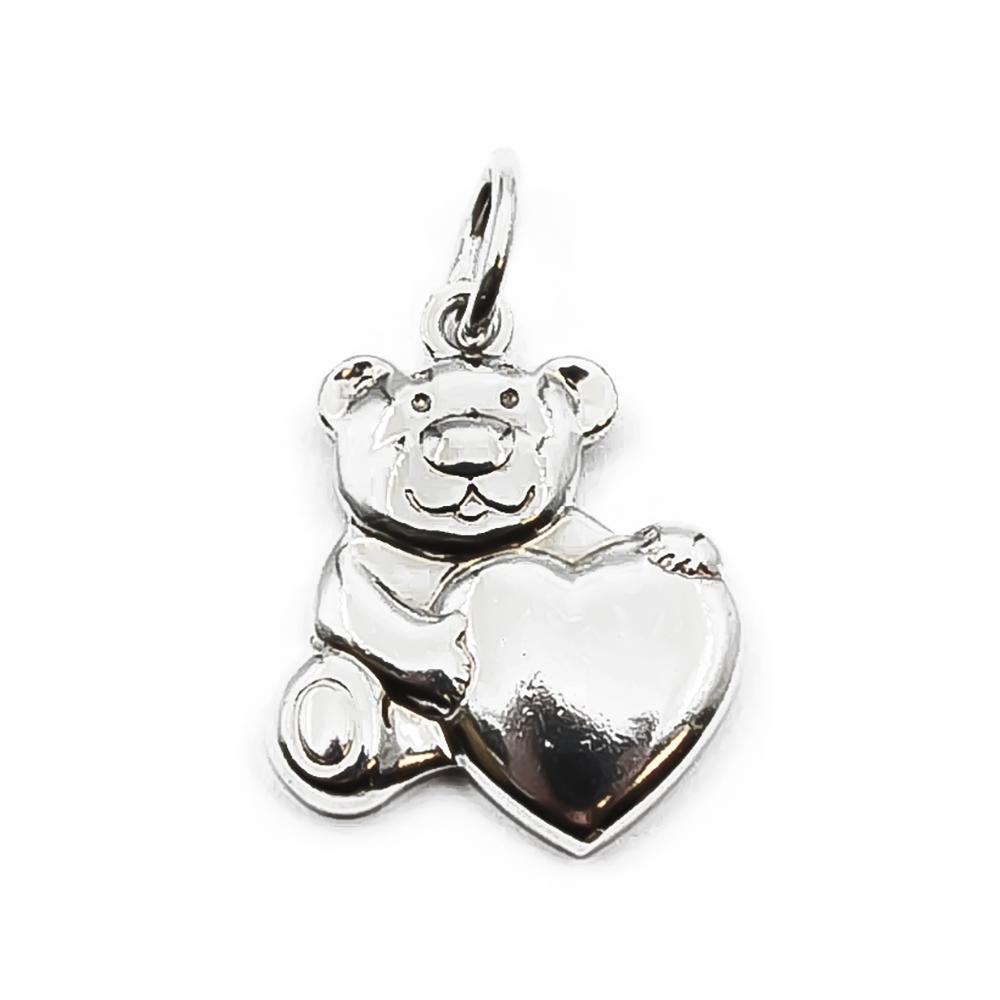 Hopeinen nalle ja sydän -riipus #0