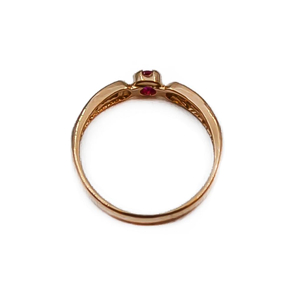 Kultainen kastesormus pinkillä kivellä #2