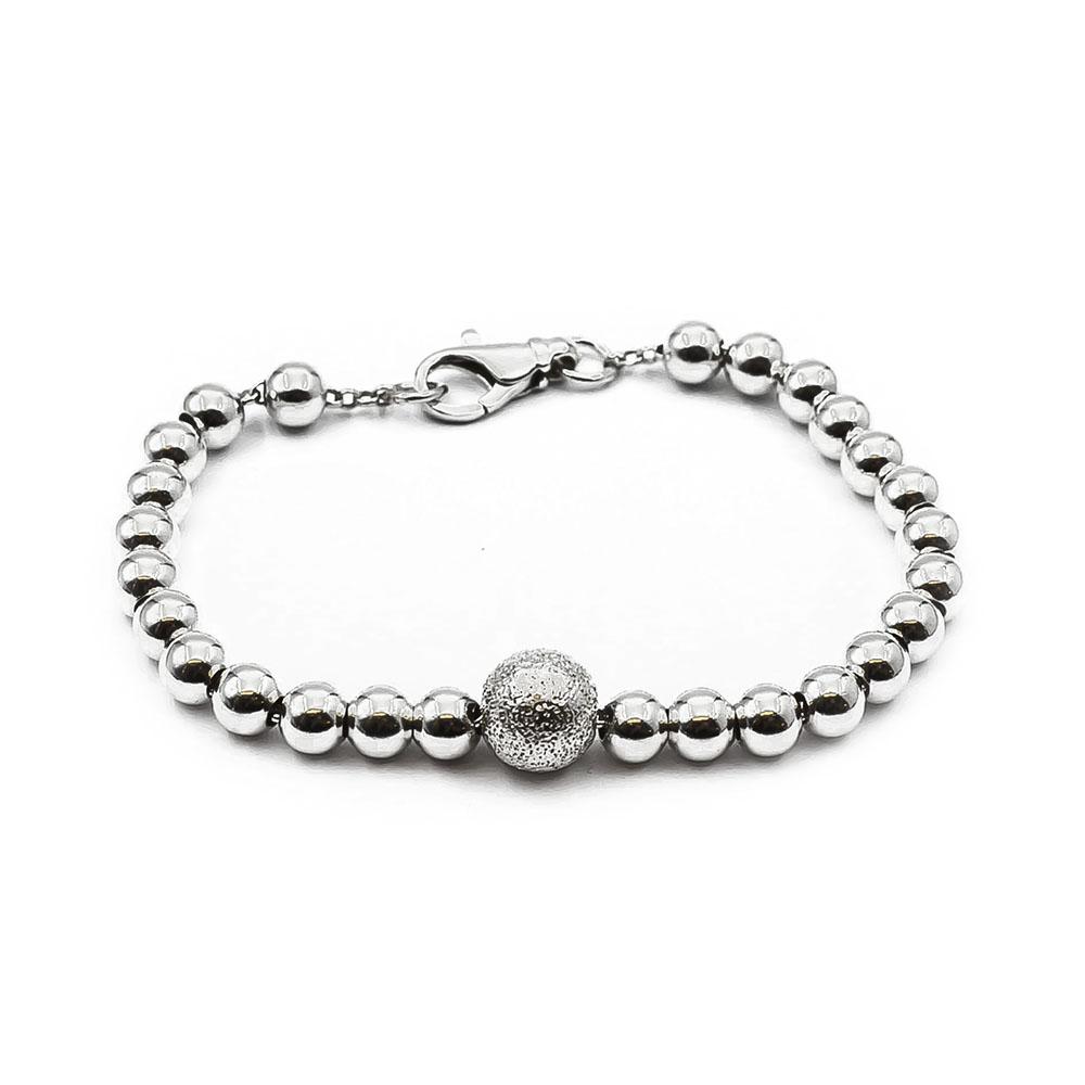 Hopeinen ranneketju palloilla 19,5cm #0