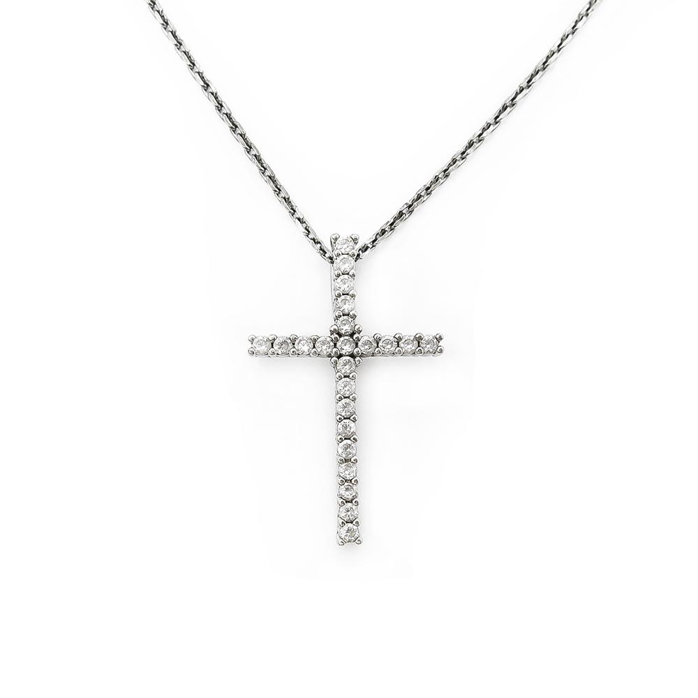 Hopearisti kirkkain kivin, ketju 50cm #0