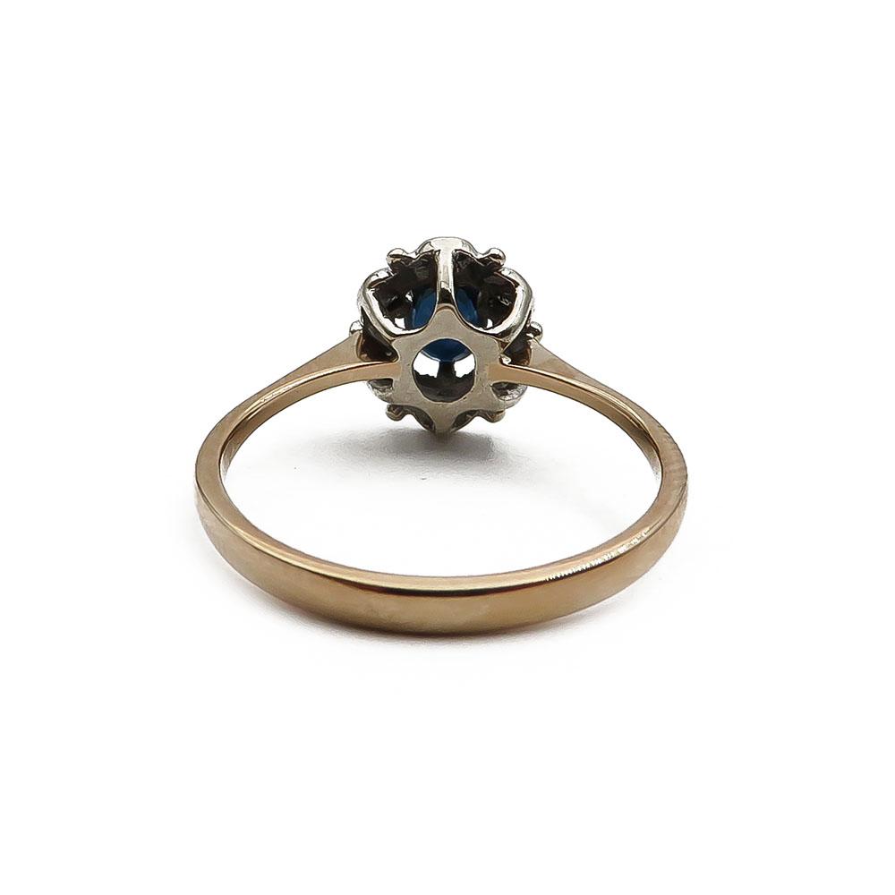 kultainen Diana sinisafiiri-timanttisormus 17,5mm 0,03ct #2