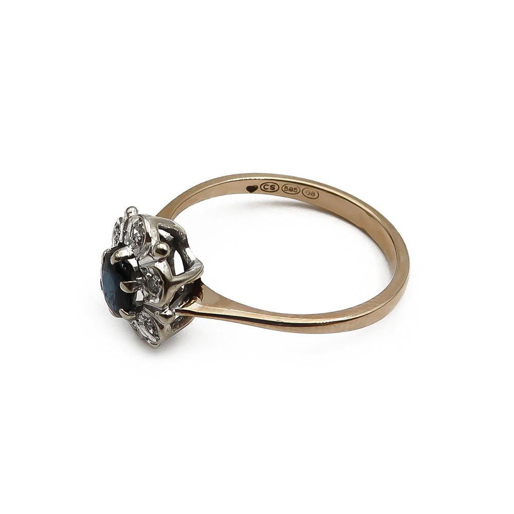 kultainen Diana sinisafiiri-timanttisormus 17,5mm 0,03ct #3