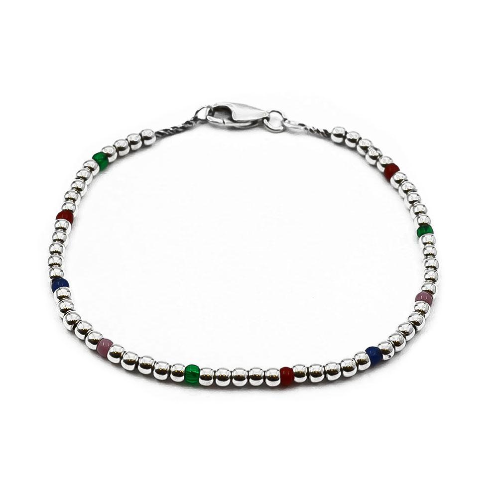 Hopeinen monivärinen rannekoru 19cm #0