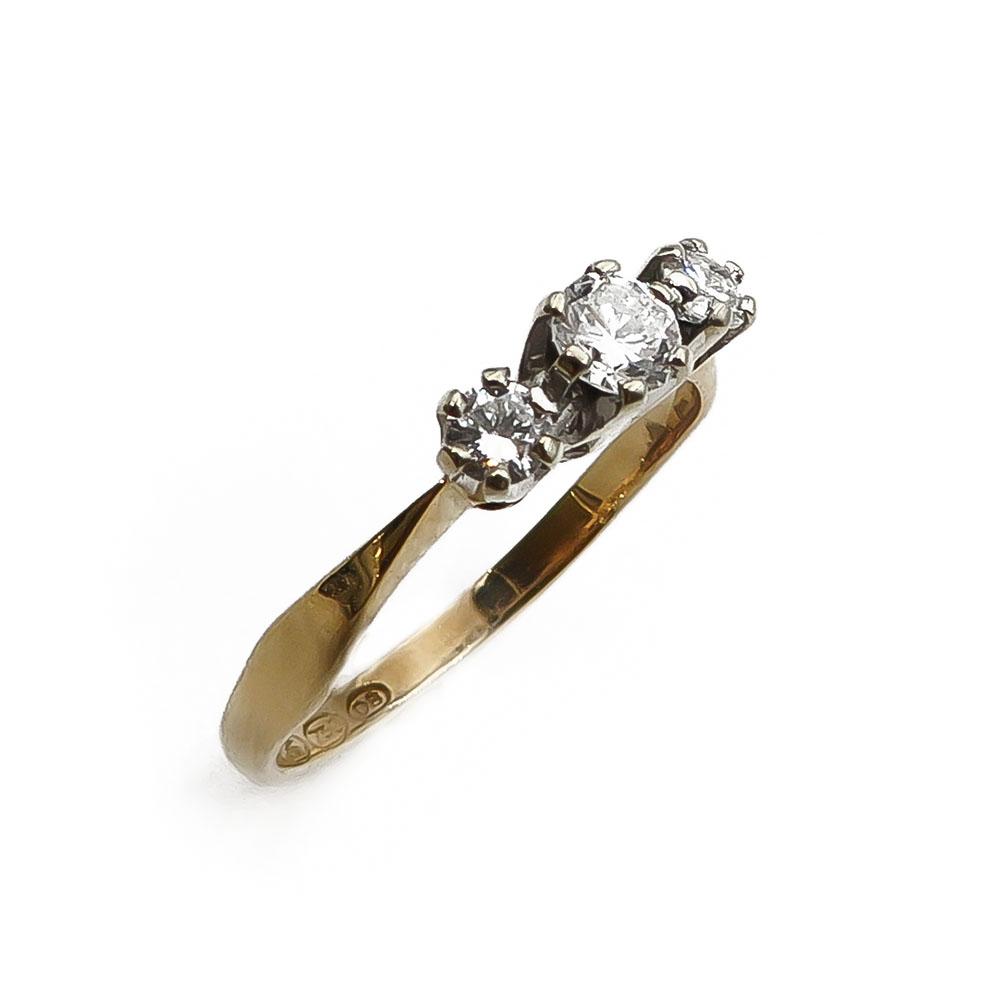 18k Timanttisormus 17,25mm 1kpl 0,20ct. 2kpl 0,10ct #0