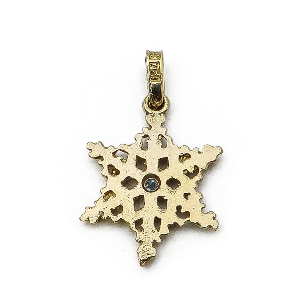 18k Kultainen tähti riipus sinisellä kivellä #1