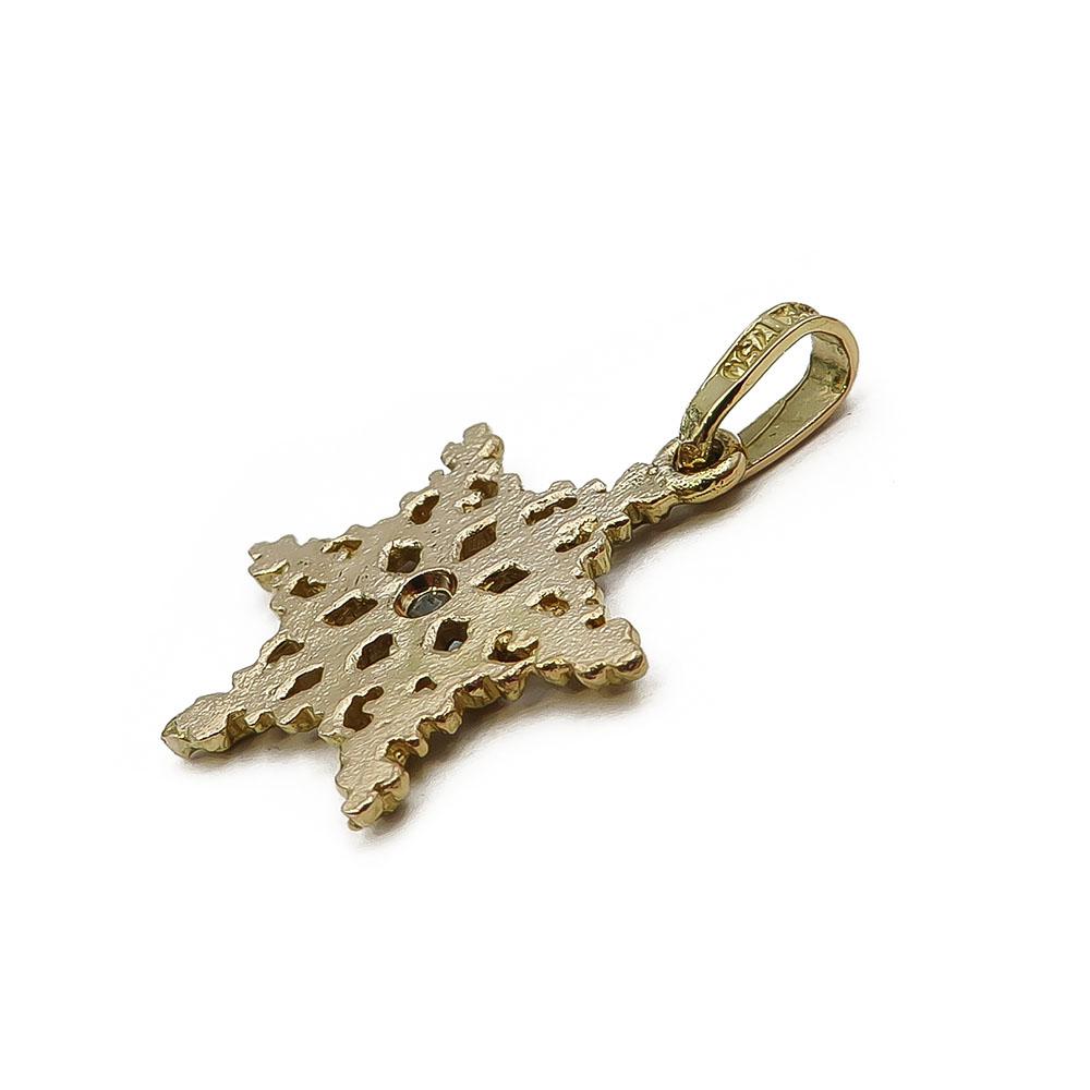 18k Kultainen tähti riipus sinisellä kivellä #2