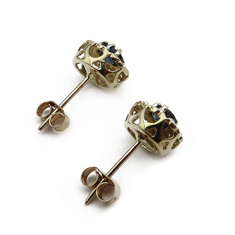 Kultaiset Diana timantti 0.08ct ja safiiri korvakorut #1