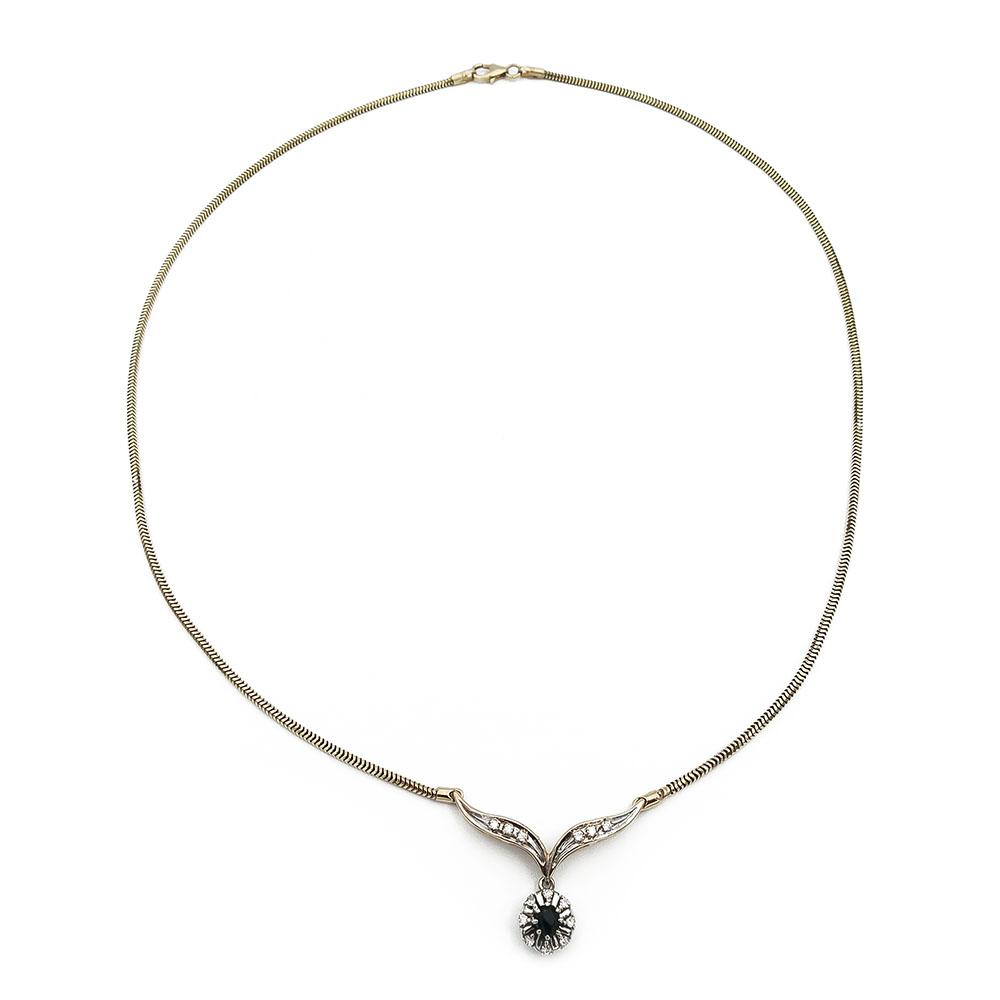 Kultainen sinisafiiri timanttikaulakoru 0.07ct 45cm #0