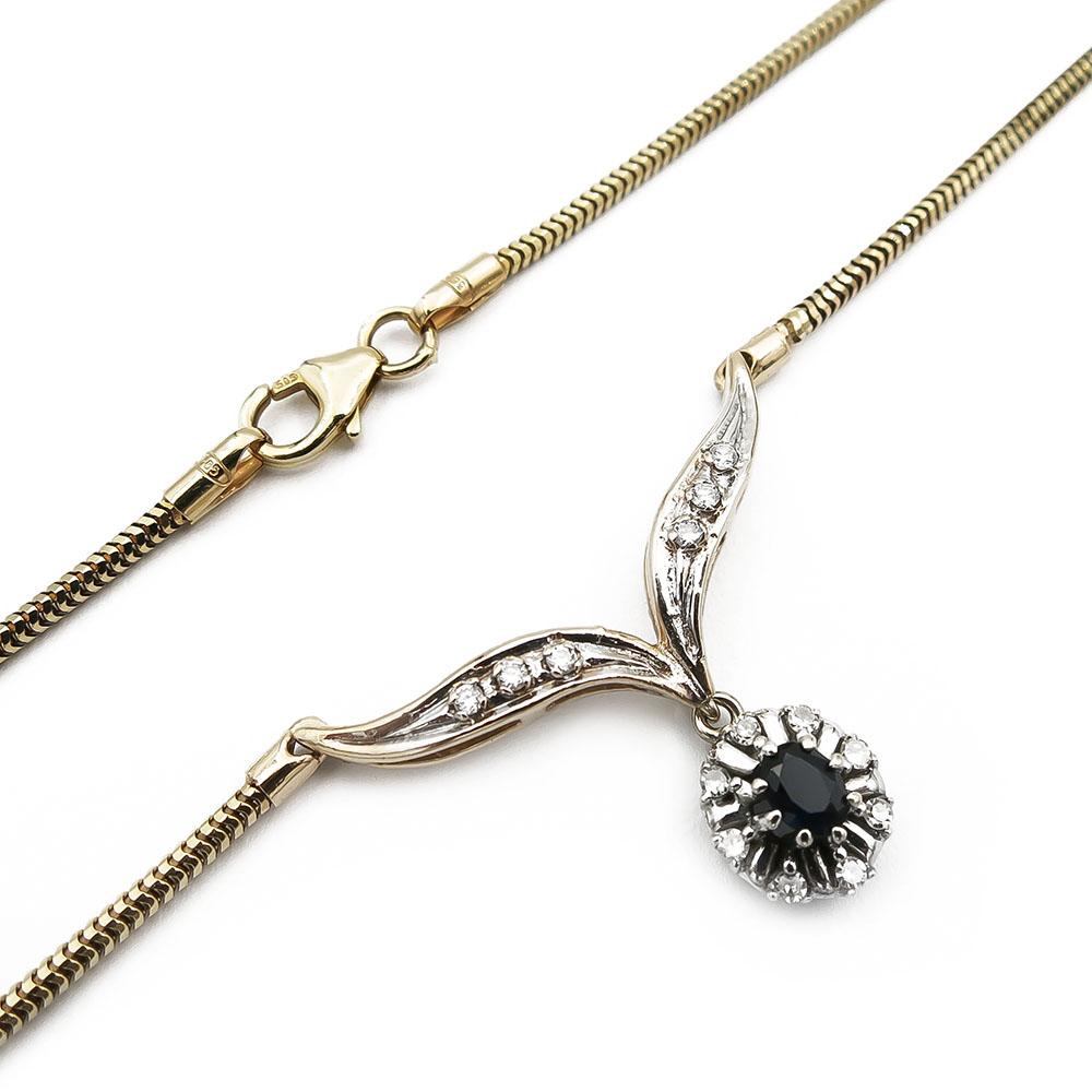 Kultainen sinisafiiri timanttikaulakoru 0.07ct 45cm #3