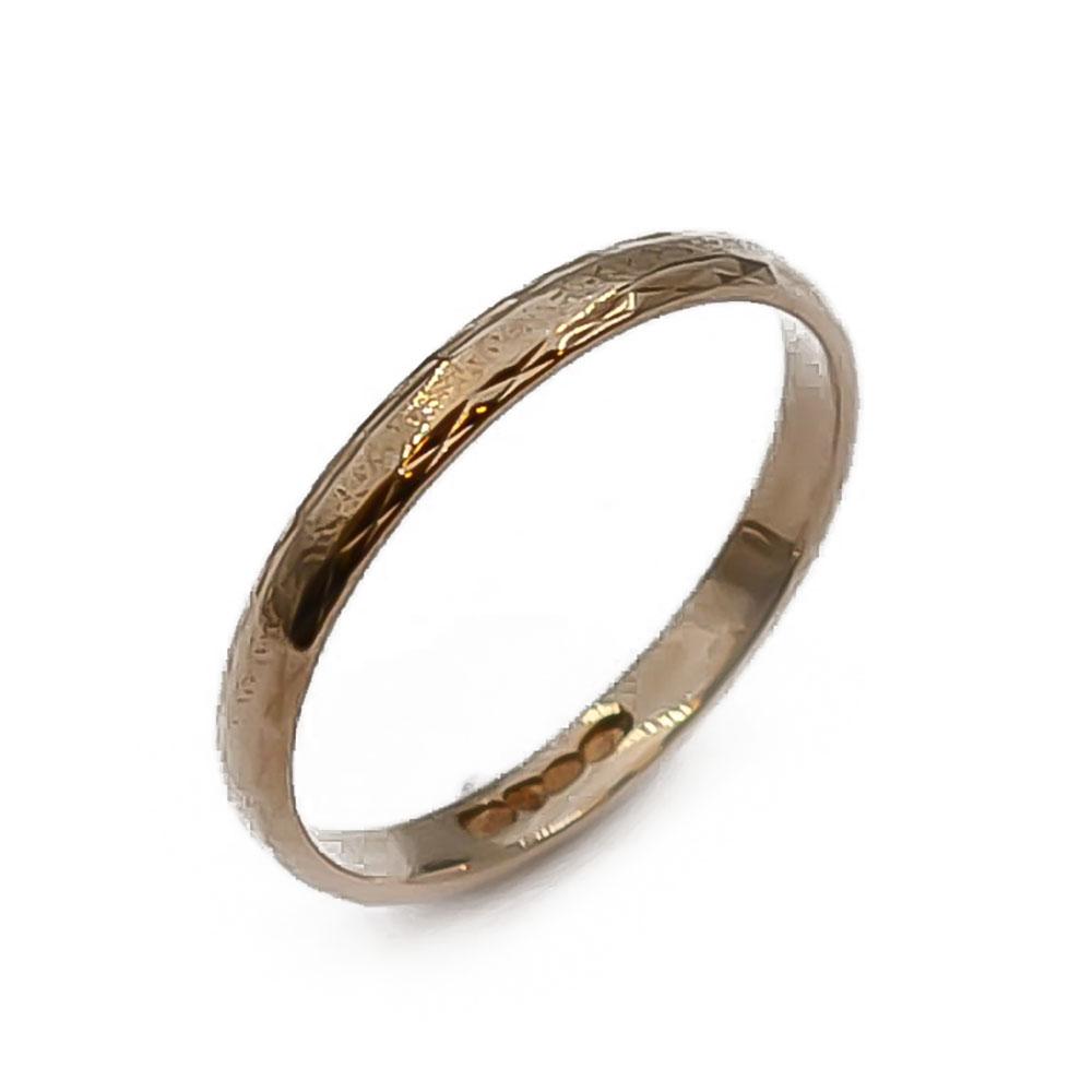 Kultainen kihlasormus koristekuviolla koko 15.75 #0